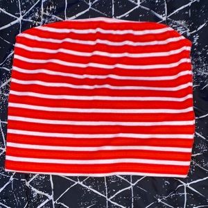 Red white and orange striped tube top